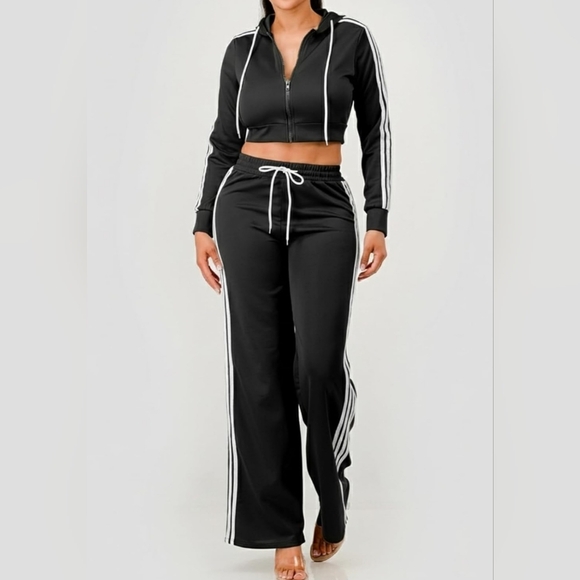 Black Stripe Tracksuit Set | Y2K Streetwear Athleisure | XL - Picture 5 of 12